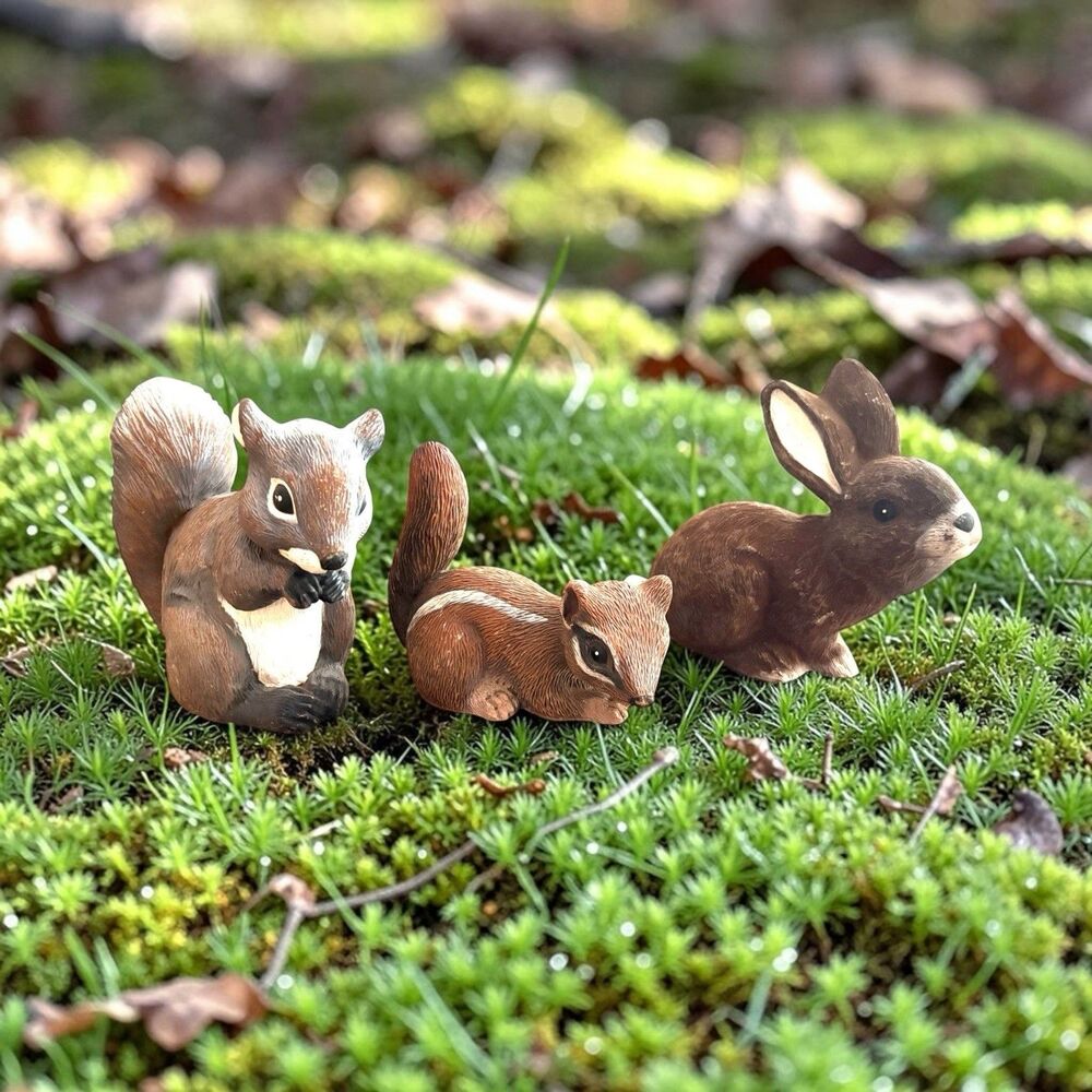 Art Line Lawn Animals Set Of 3 Squirrel, Chipmunk, Rabbit 1992 Blow Molds